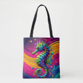 Colorful Seahorse Tote Bag – Ocean Fantasy Art トートバッグ (正面)