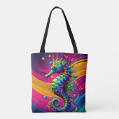 Colorful Seahorse Tote Bag – Ocean Fantasy Art トートバッグ (裏面)