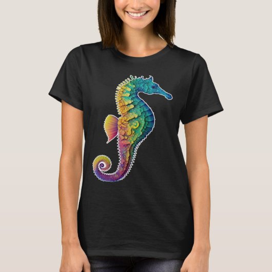 Colorful seahorse  Underwater  Diving  Aquarists Tシャツ (正面)