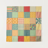 Colorful seamless patchwork pattern with abstract  タペストリー (正面(横))