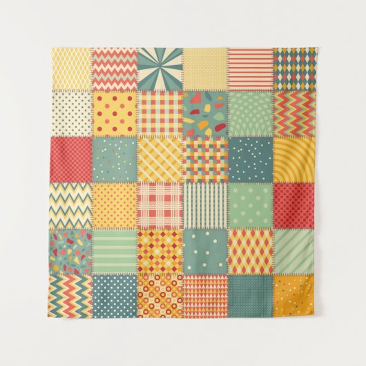 Colorful seamless patchwork pattern with abstract  タペストリー (正面)