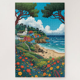 Colorful Seaside Village Jigsaw Puzzle ジグソーパズル