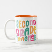 Colorful Second Grade Teacher  ツートーンマグカップ (左)