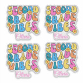 Colorful Second Grade Vibes Back to School Retro シール (正面)