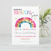 Colorful Sequin Rainbow 7th magical birthday 招待状 (スタンド正面)