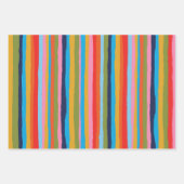 Colorful Serrate Stripes Bold Vertical Pattern ラッピングペーパーシート (正面)