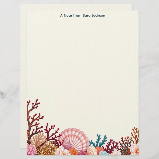 Colorful Shell Border Stationery Paper レターヘッド (正面/裏面)