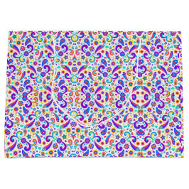 Colorful shopping bag with a vibrant paisley  ラージペーパーバッグ