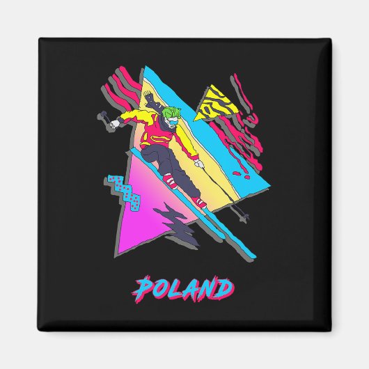 Colorful Skier Graphic Artwork Poland Ski Skiing  マグネット (正面)