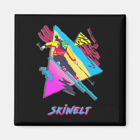 Colorful Skiwelt Adventure Design Ski Skier Skiing マグネット (正面)