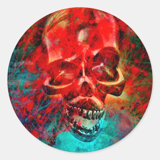 Colorful skull ラウンドシール (正面)