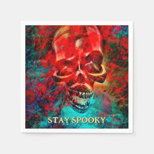 Colorful skull. Stay Spooky スタンダードカクテルナプキン (正面)