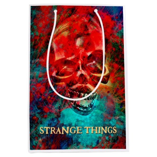 Colorful skull. Strange Things  ミディアムペーパーバッグ (正面)