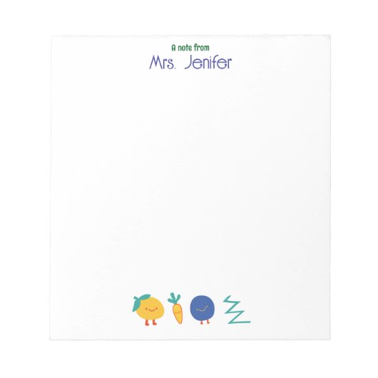 Colorful Smiling Fruits Kindergarden Teacher ノートパッド (正面)