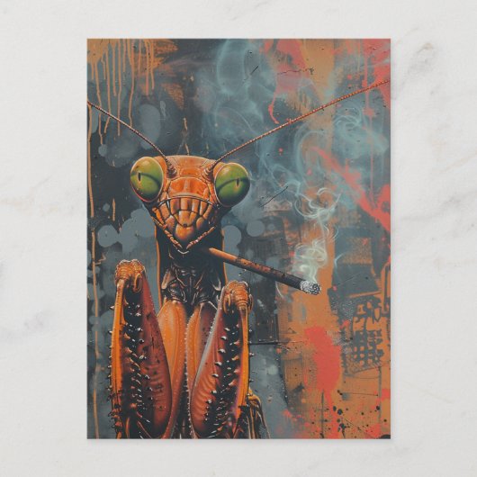 Colorful Smoking Mantis Surreal ポストカード (正面)