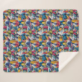 Colorful Snow Skiers Collage シェルパブランケット (正面(横))