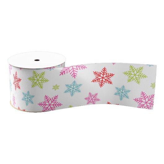 Colorful Snowflake Pattern – Festive Winter Design グログランリボン (リール)