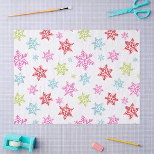 Colorful Snowflake Pattern – Festive Winter Design 薄葉紙 (クラフト)