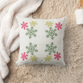 Colorful Snowflakes Winter Pillow クッション (ブランケット)