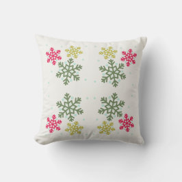  Colorful Snowflakes Winter Pillow クッション