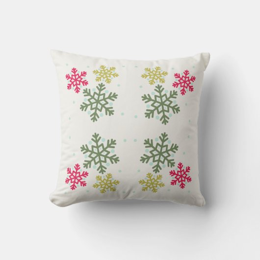 Colorful Snowflakes Winter Pillow クッション (正面)