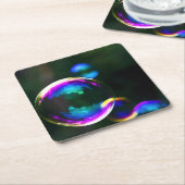 Colorful Soap Bubbles Floating スクエアペーパーコースター (アングル)