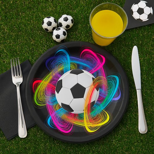 Colorful Soccer Ball Paper Plates ペーパープレート