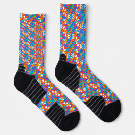 Colorful socks with a jigsaw puzzle pattern ソックス