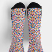 Colorful socks with geometric patterns in red ソックス (上部)