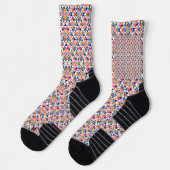 Colorful socks with geometric patterns in red ソックス (左)
