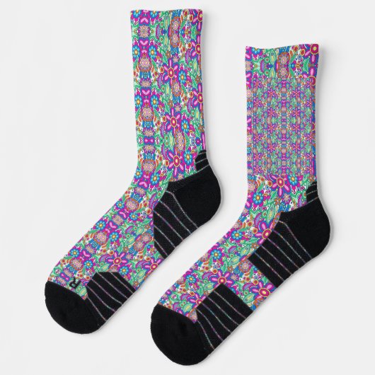 Colorful socks with intricate geometric patterns ソックス (左)