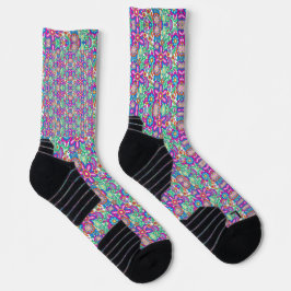 Colorful socks with intricate geometric patterns  ソックス