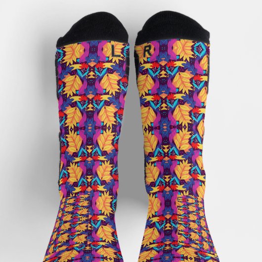 Colorful socks with vibrant abstract patterns  ソックス (上部)