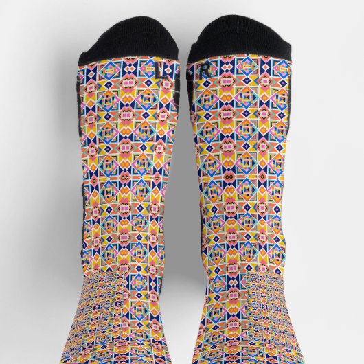 Colorful socks with vibrant geometric patterns  ソックス (上部)