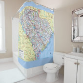 Colorful South Carolina Map Shower Curtain シャワーカーテン (インサイチュ)