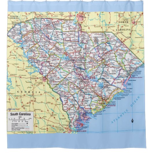 Colorful South Carolina Map Shower Curtain シャワーカーテン (正面)