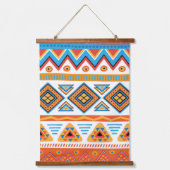Colorful Southwestern Geometric Pattern in Orange 吊り下げ型タペストリー (正面)
