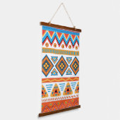 Colorful Southwestern Geometric Pattern in Orange 吊り下げ型タペストリー (傾斜あり)