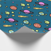 Colorful Space Doodle Wrapping Paper | Planets ラッピングペーパー (角)