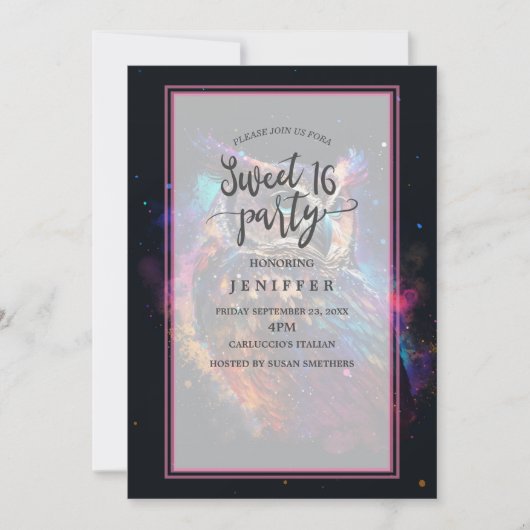 Colorful Space Owl 招待状 (正面)