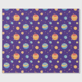 Colorful+Space+Pattern+with+Planets,+Stars ラッピングペーパー (フラット)
