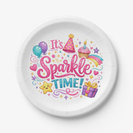 Colorful Sparkle Time Birthday Party Paper Plates ペーパープレート