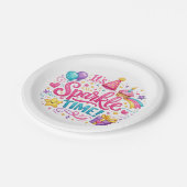 Colorful Sparkle Time Birthday Party Paper Plates ペーパープレート (アングル)