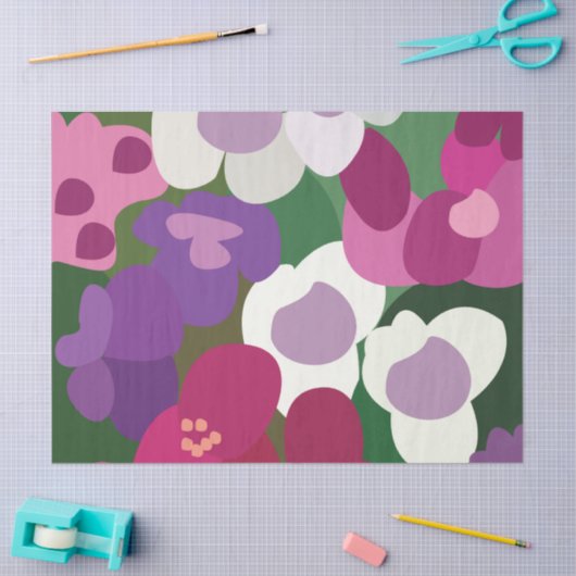 Colorful Spiderwort Flowers Floral 薄葉紙 (クラフト)