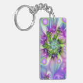 Colorful Spiral Round Shapes Abstract Fractal Art キーホルダー (正面左)