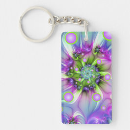 Colorful Spiral Round Shapes Abstract Fractal Art キーホルダー