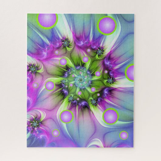 Colorful Spiral Round Shapes Abstract Fractal Art ジグソーパズル (縦)