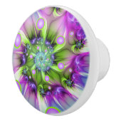 Colorful Spiral Round Shapes Abstract Fractal Art セラミックノブ (右)
