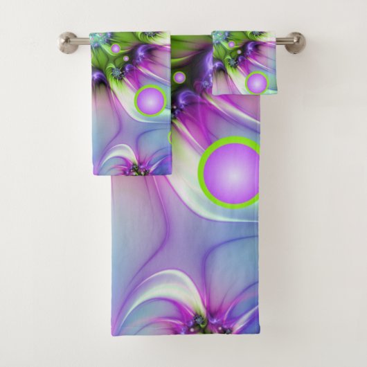 Colorful Spiral Round Shapes Abstract Fractal Art バスタオルセット (インサイチュ)