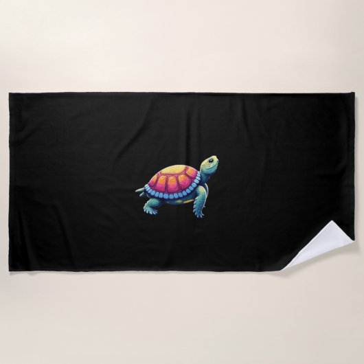 Colorful Splash Eastern Box Turtle (1) ビーチタオル (正面)